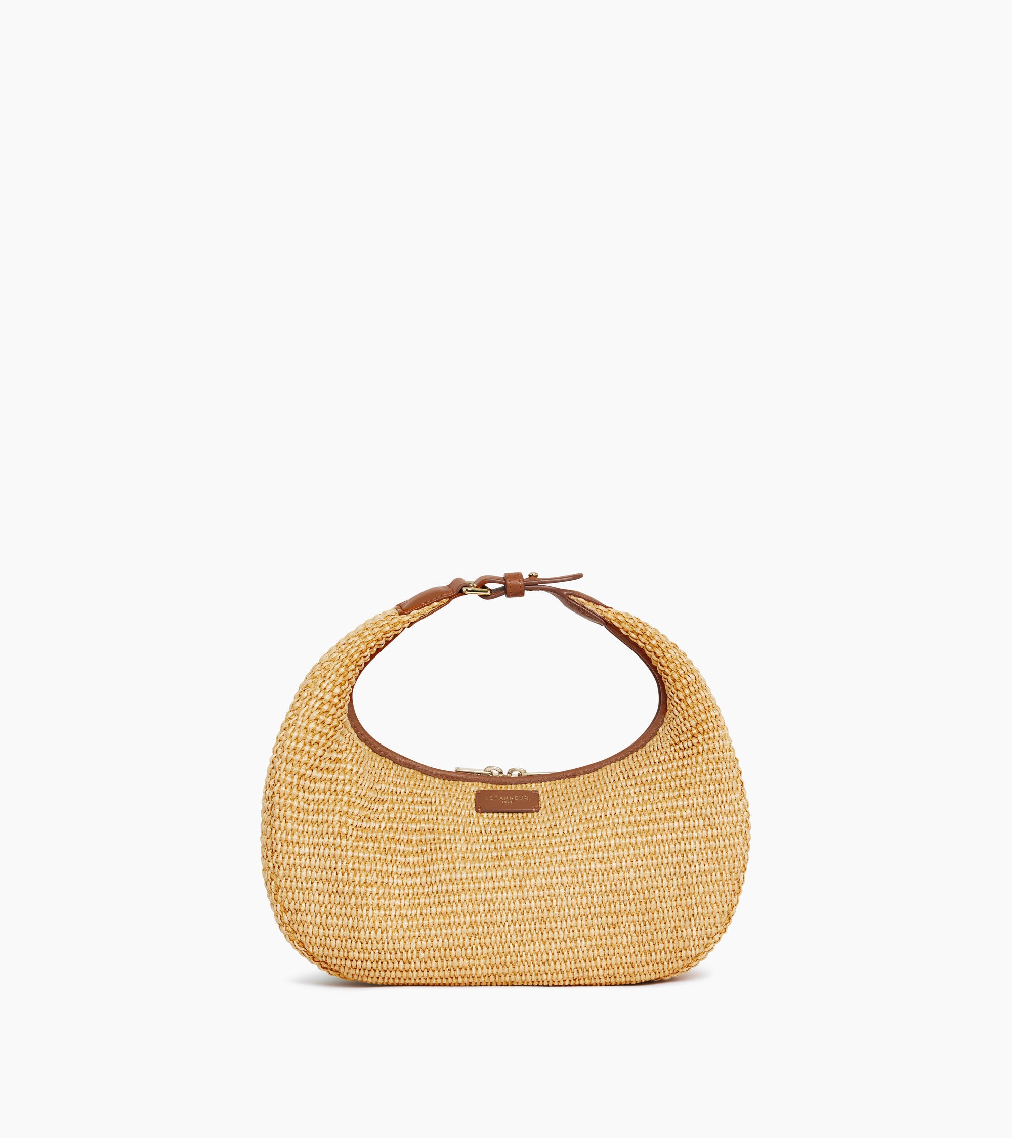 Juliette small hobo bag with raffia effect and smooth leather