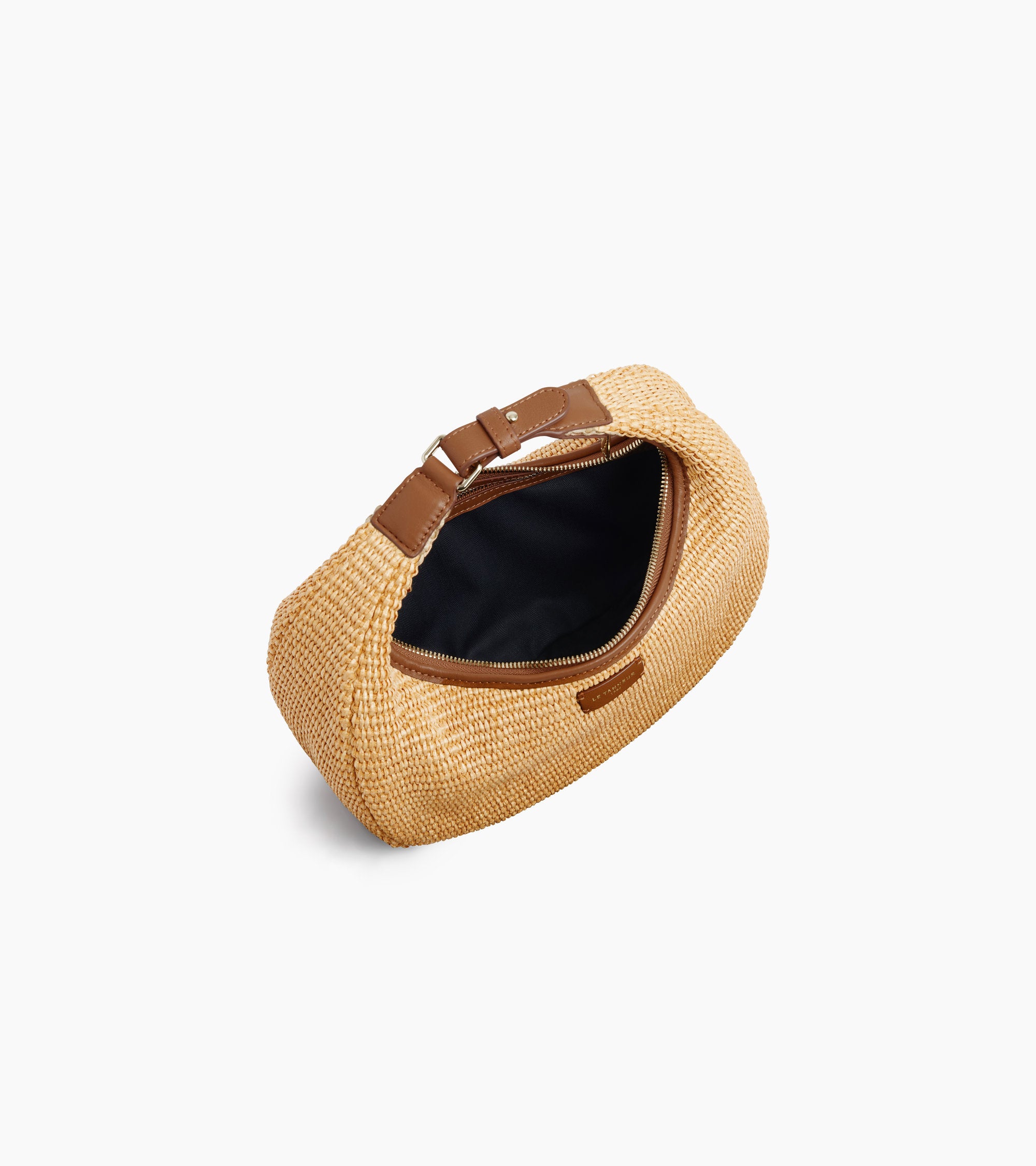 Juliette small hobo bag with raffia effect and smooth leather