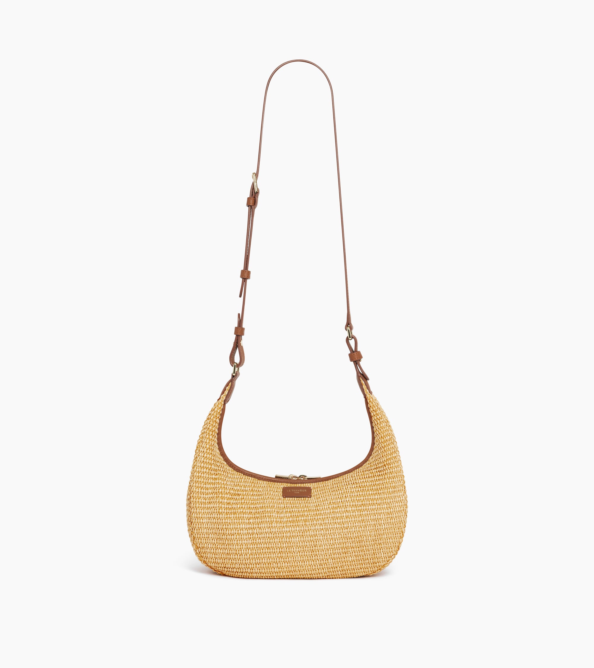 Juliette small hobo bag with raffia effect and smooth leather