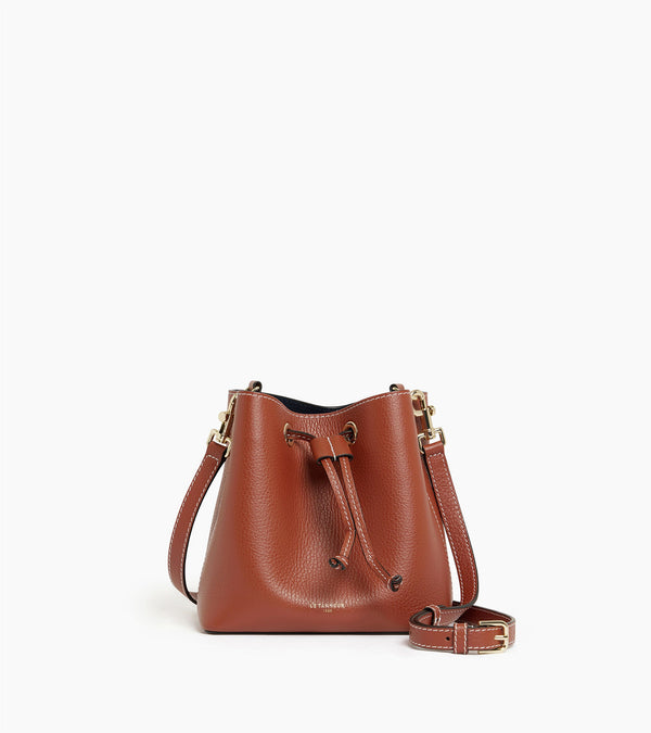 Louise mini bucket bag in grained leather
