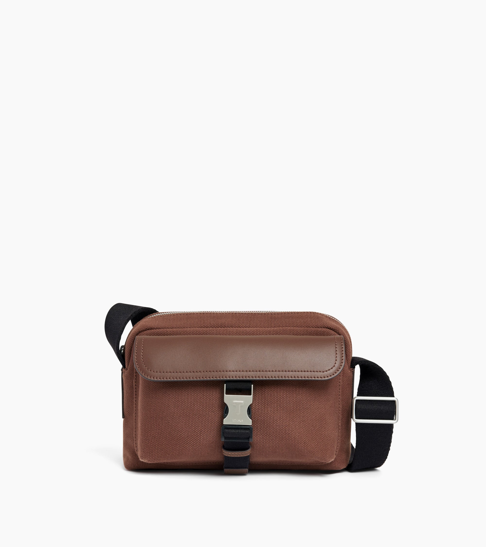 Maurice small shoulder bag in cotton canvas and smooth leather