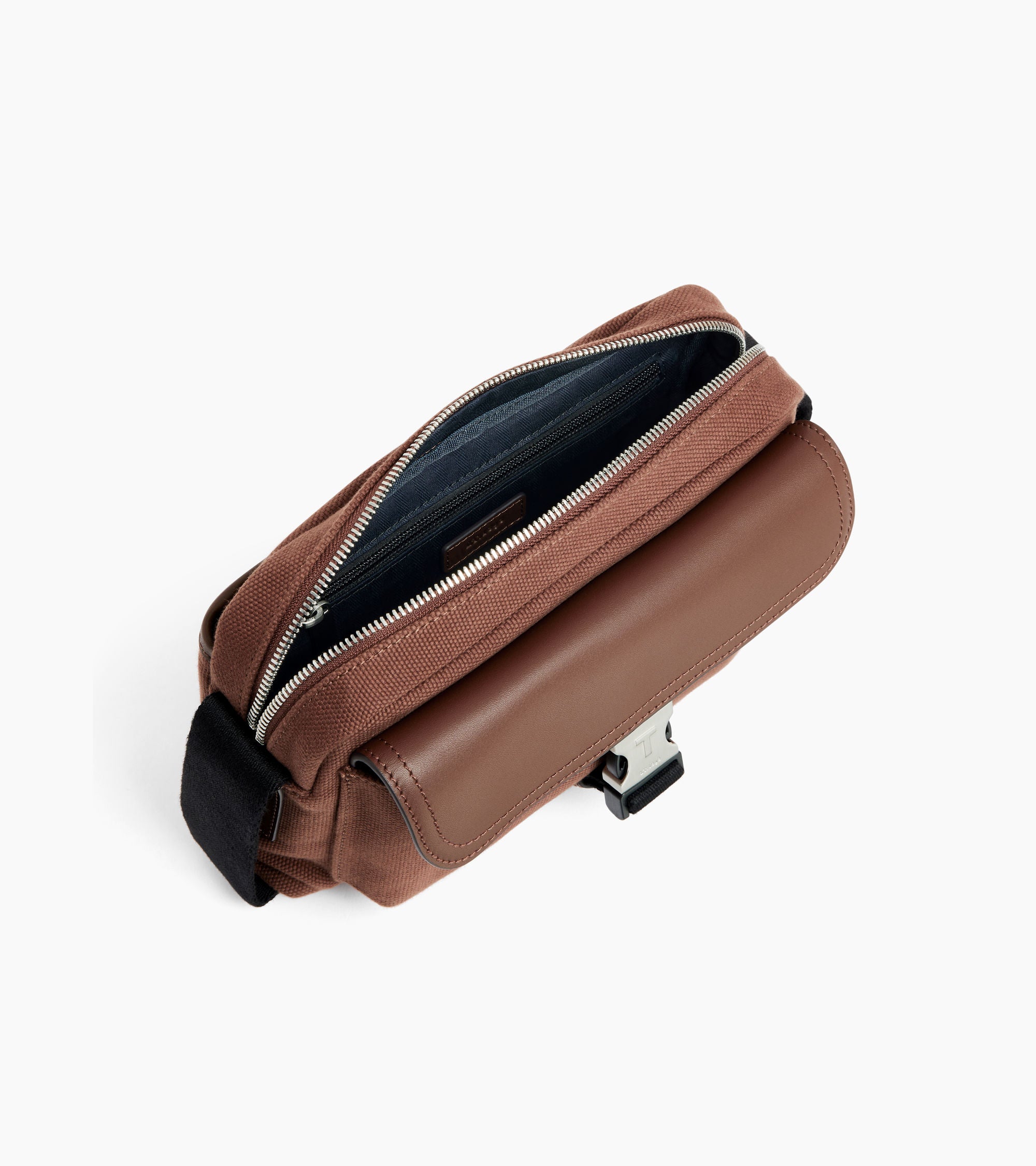 Maurice small shoulder bag in cotton canvas and smooth leather