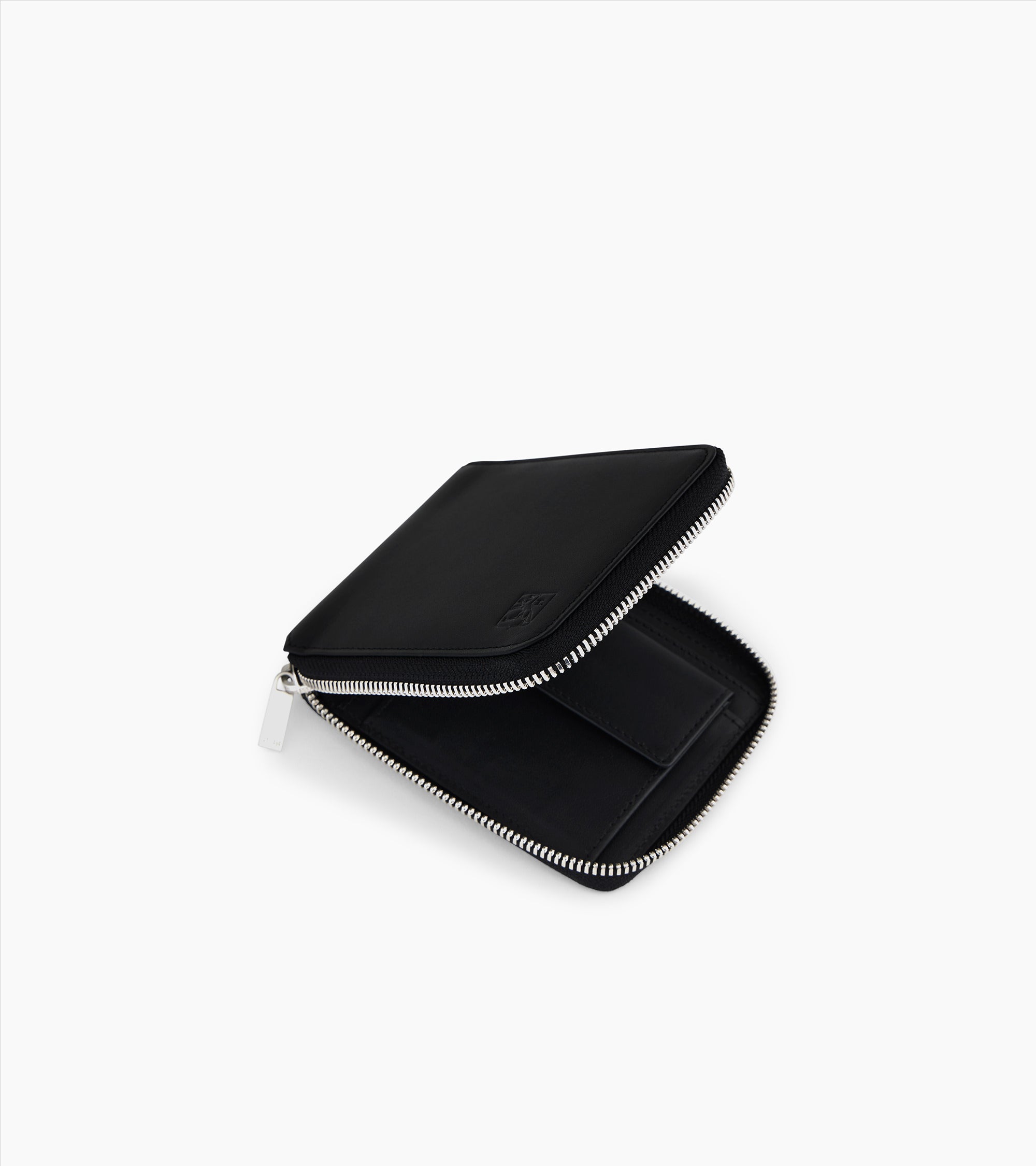 Maurice zipped coin purse in coated canvas and smooth leather