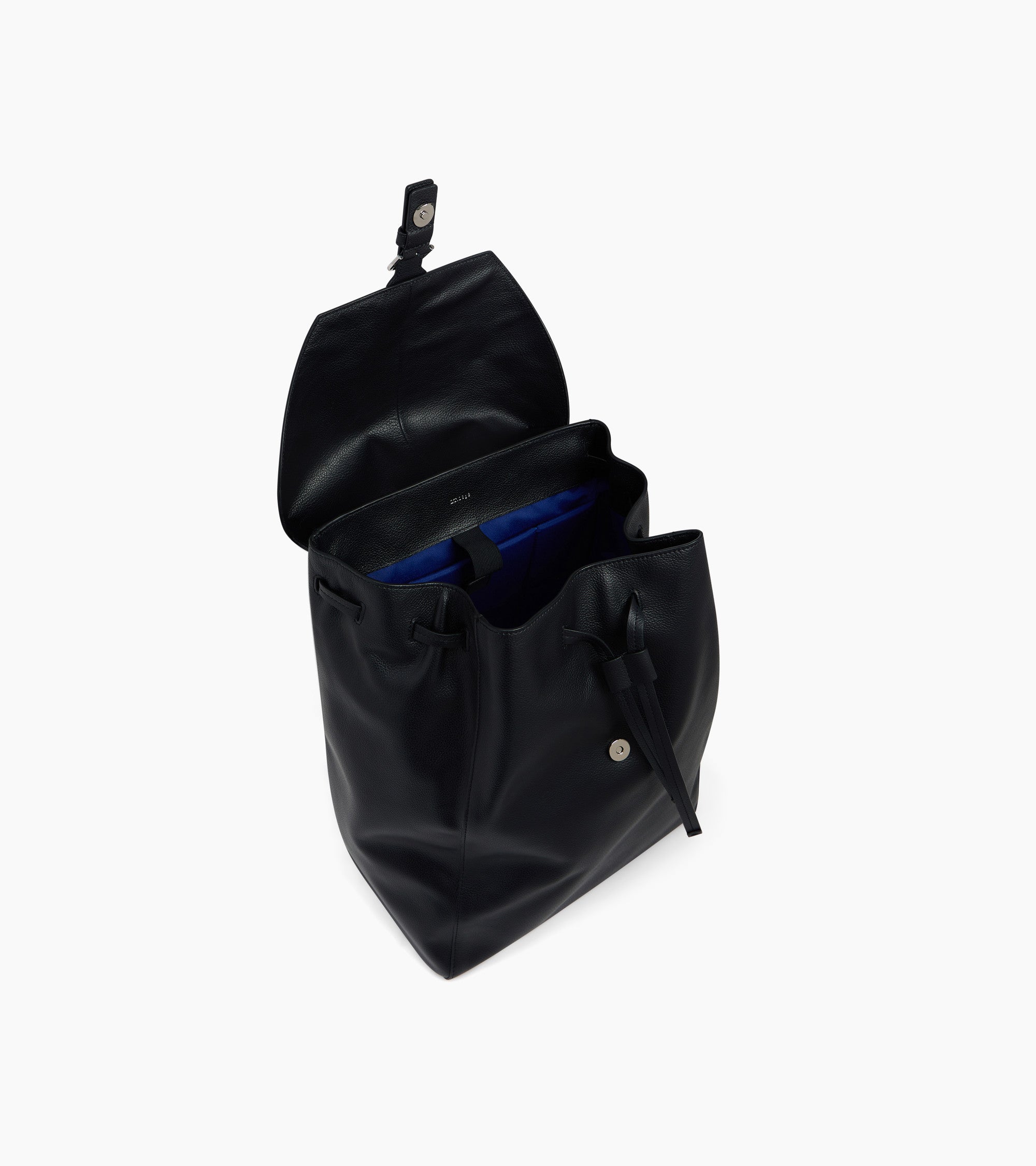 Emile backpack in grained leather with a flap