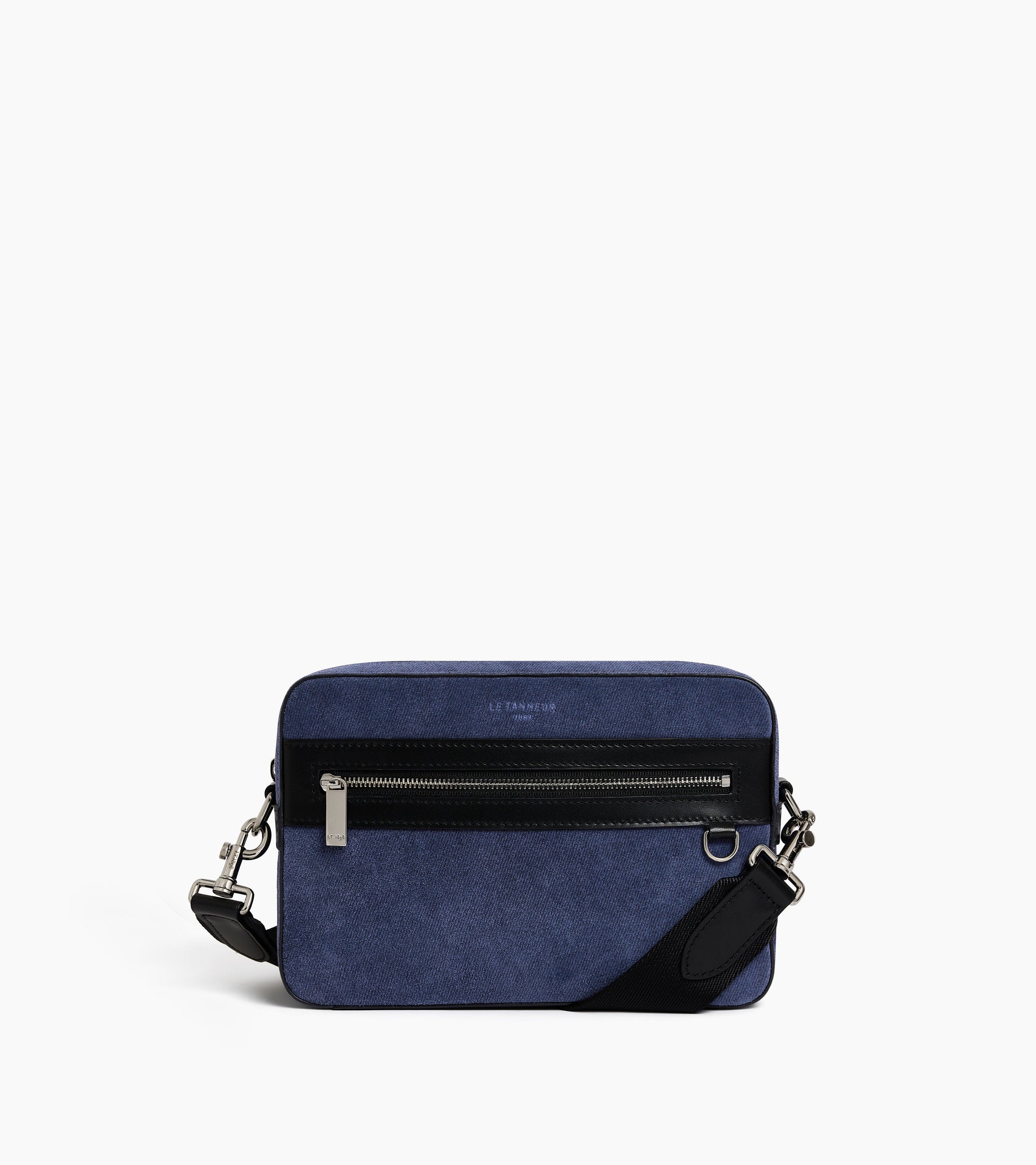 Emile camera bag in denim-effect suede leather