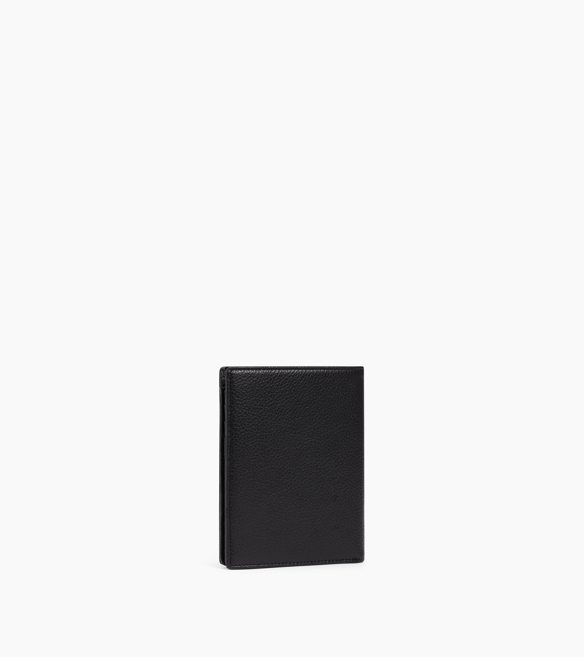 Emile zipped vertical wallet in grained leather