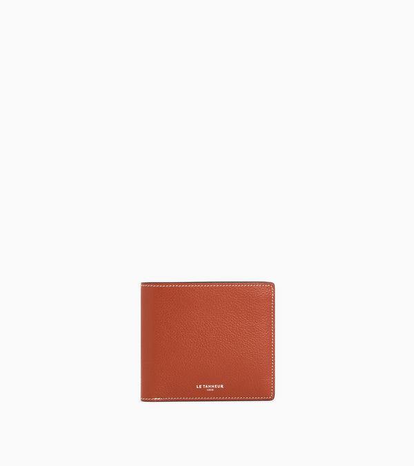 Emile card case with bill pocket in grained leather
