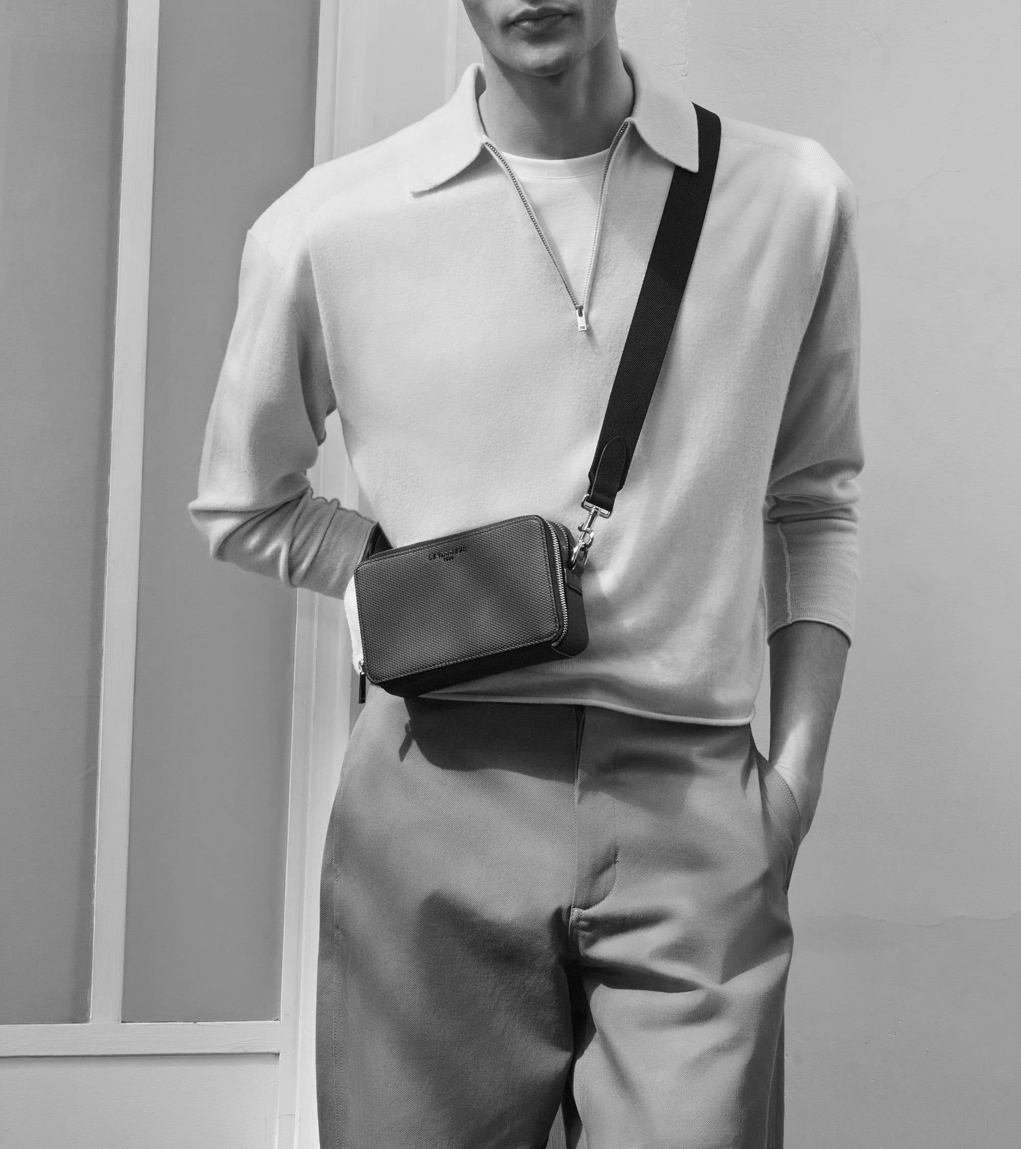 Emile small 2-compartment satchel in grained leather