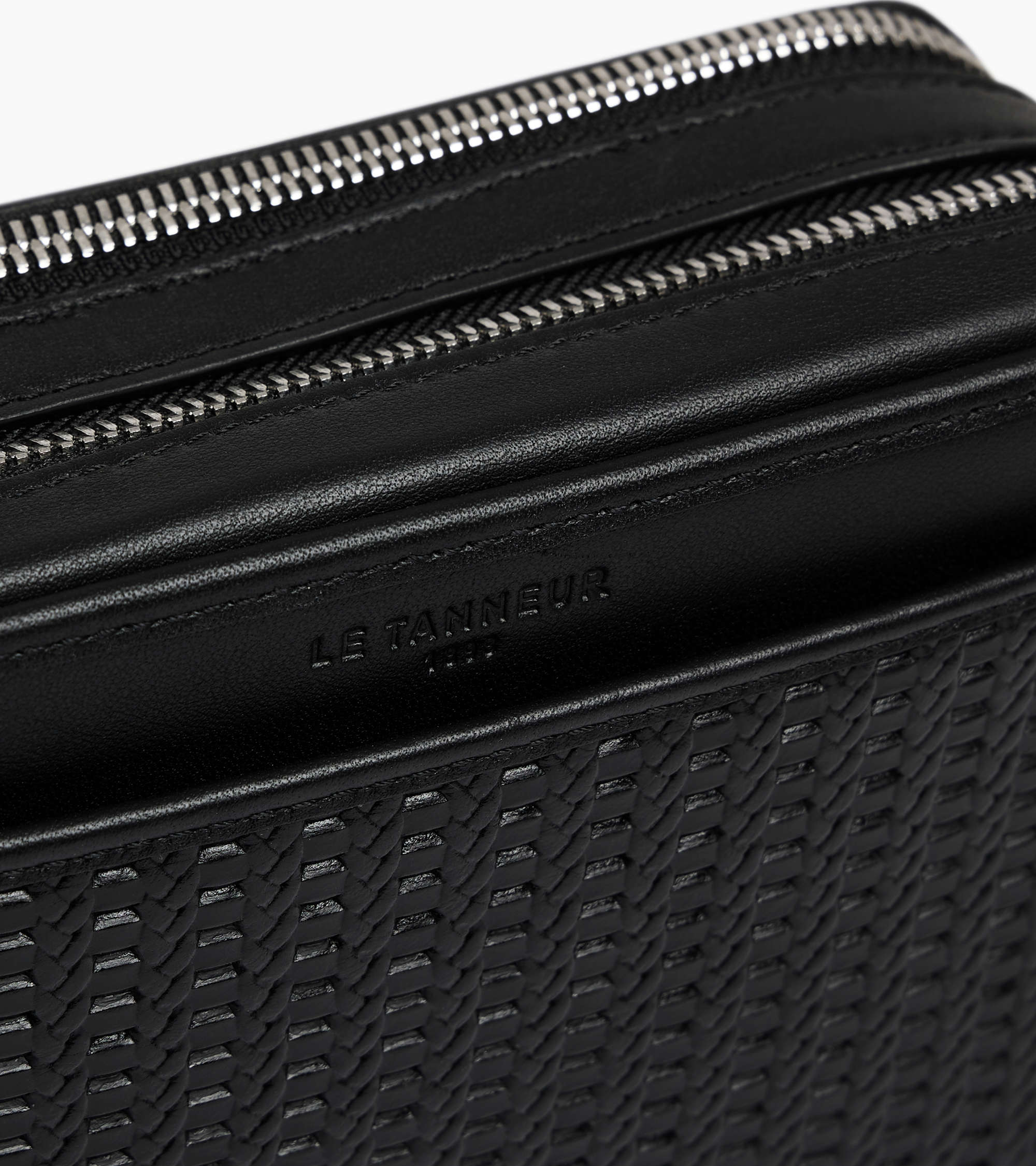 Emile small 2-compartment satchel in embossed and smooth leather