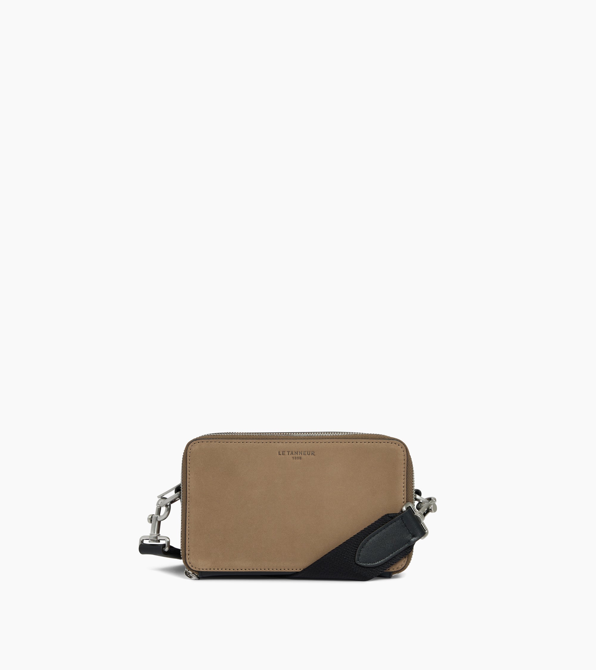 Emile small 2-compartment satchel in smooth leather and nubuck