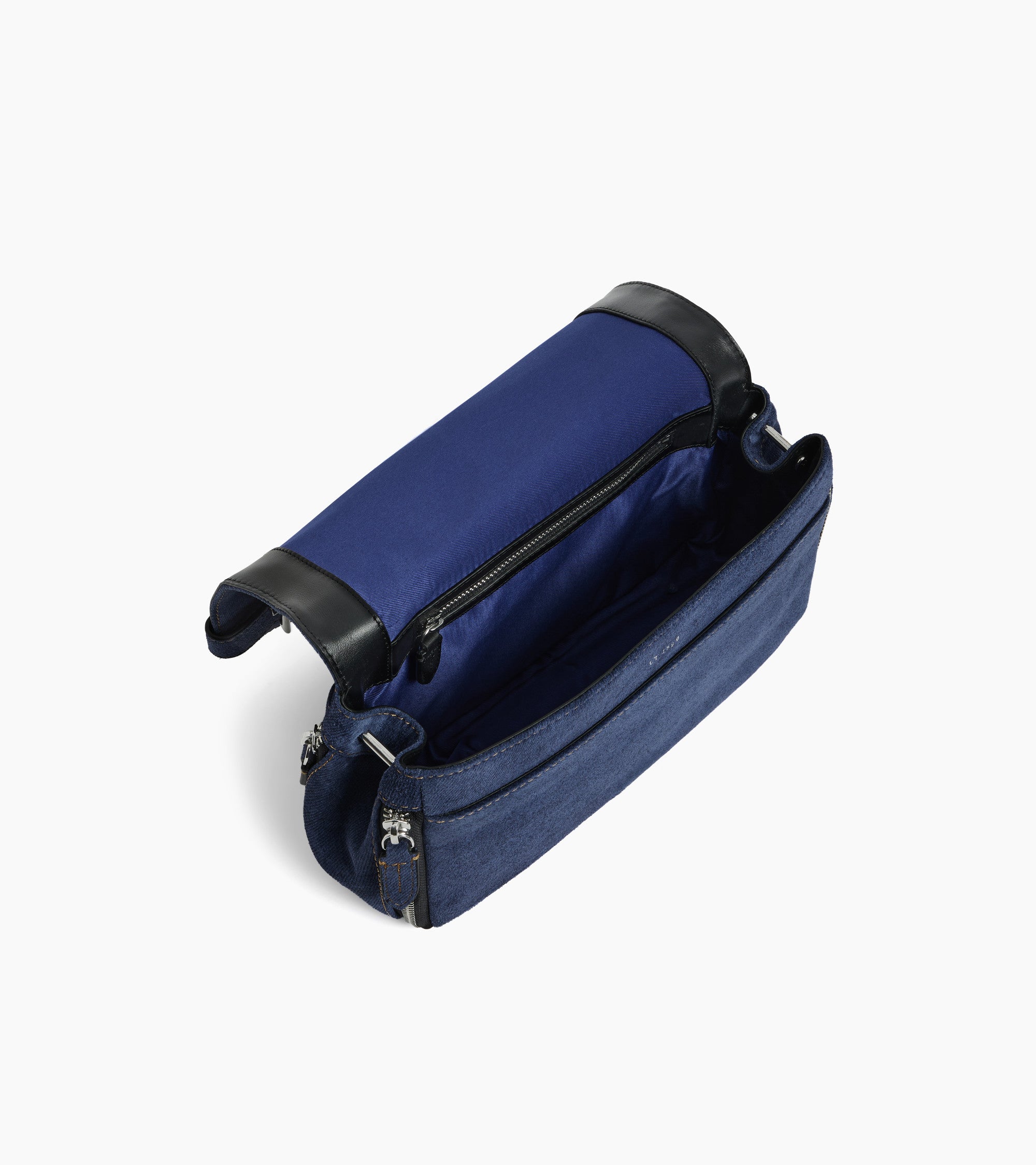 Simone small shoulder bag in denim-effect suede leather