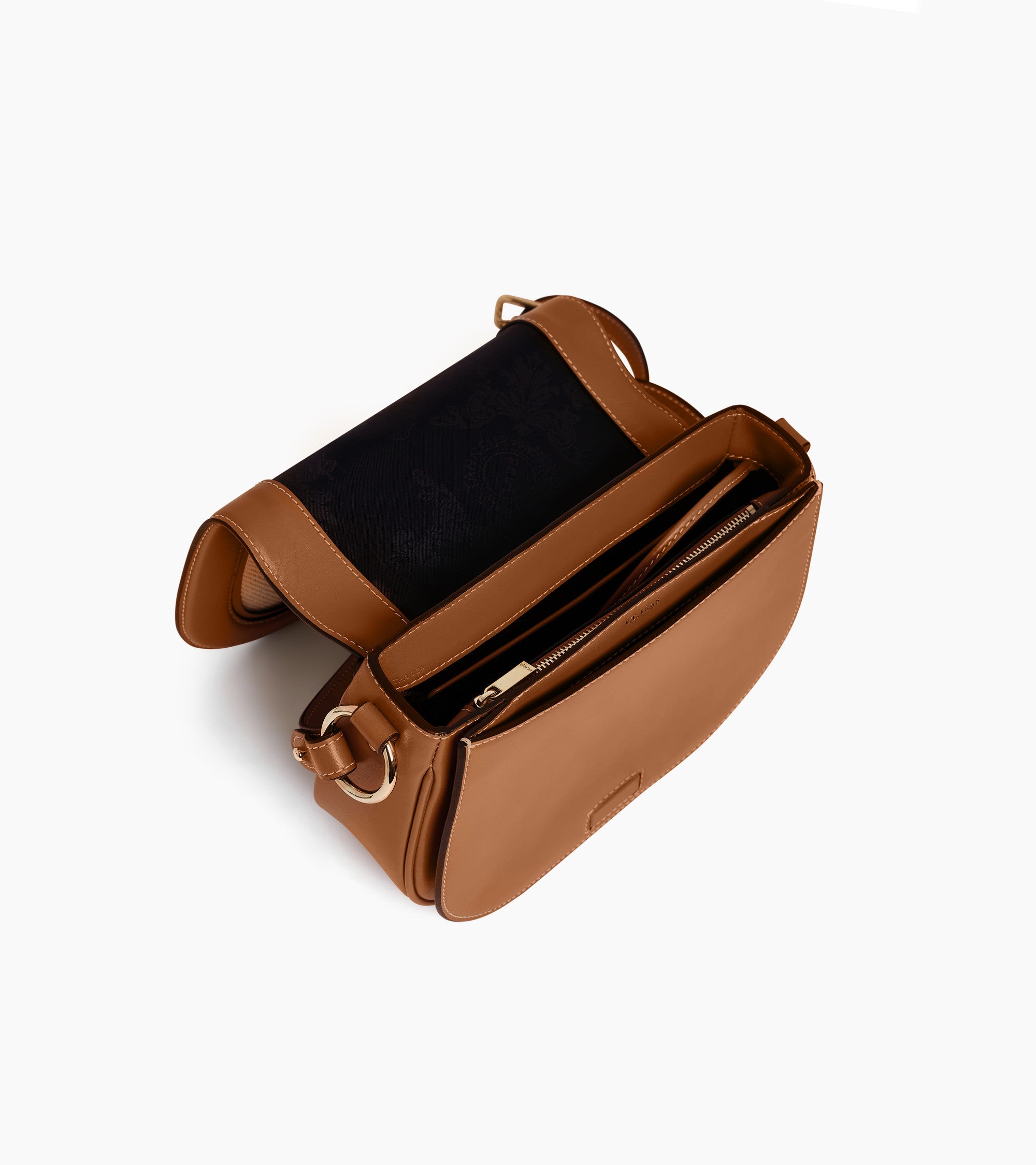 Ella medium shoulder bag in cotton canvas and smooth leather