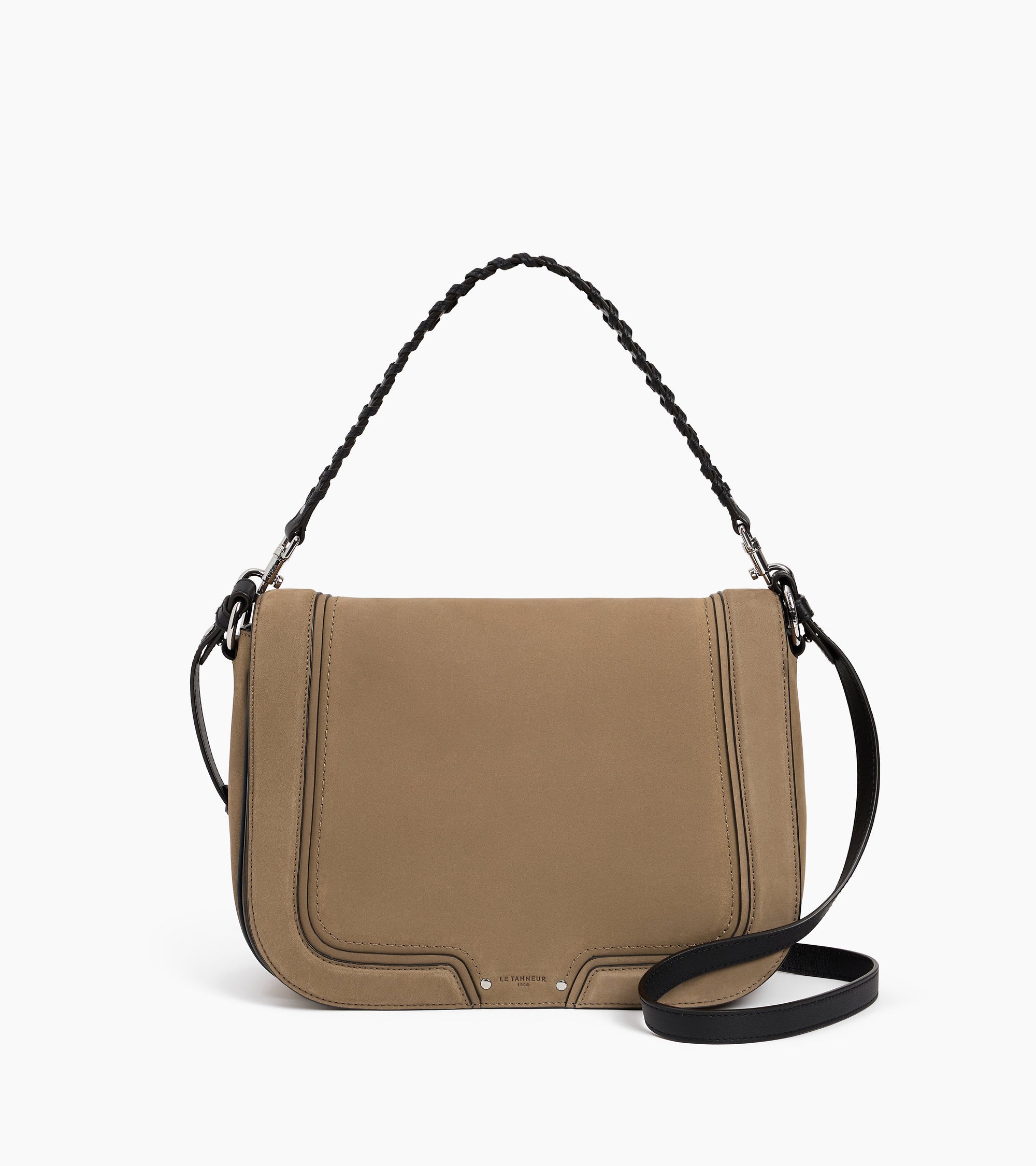 Ella large shoulder bag in smooth leather and nubuck
