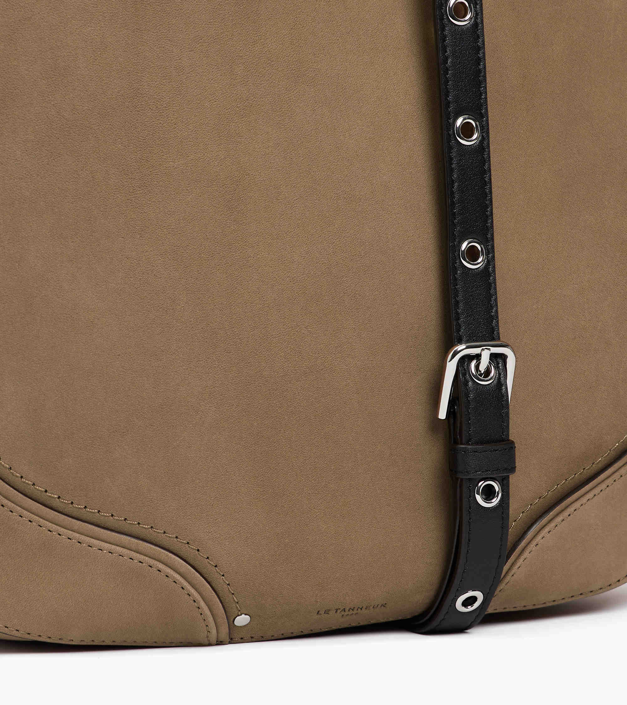 Ella medium hobo bag in smooth leather and nubuck