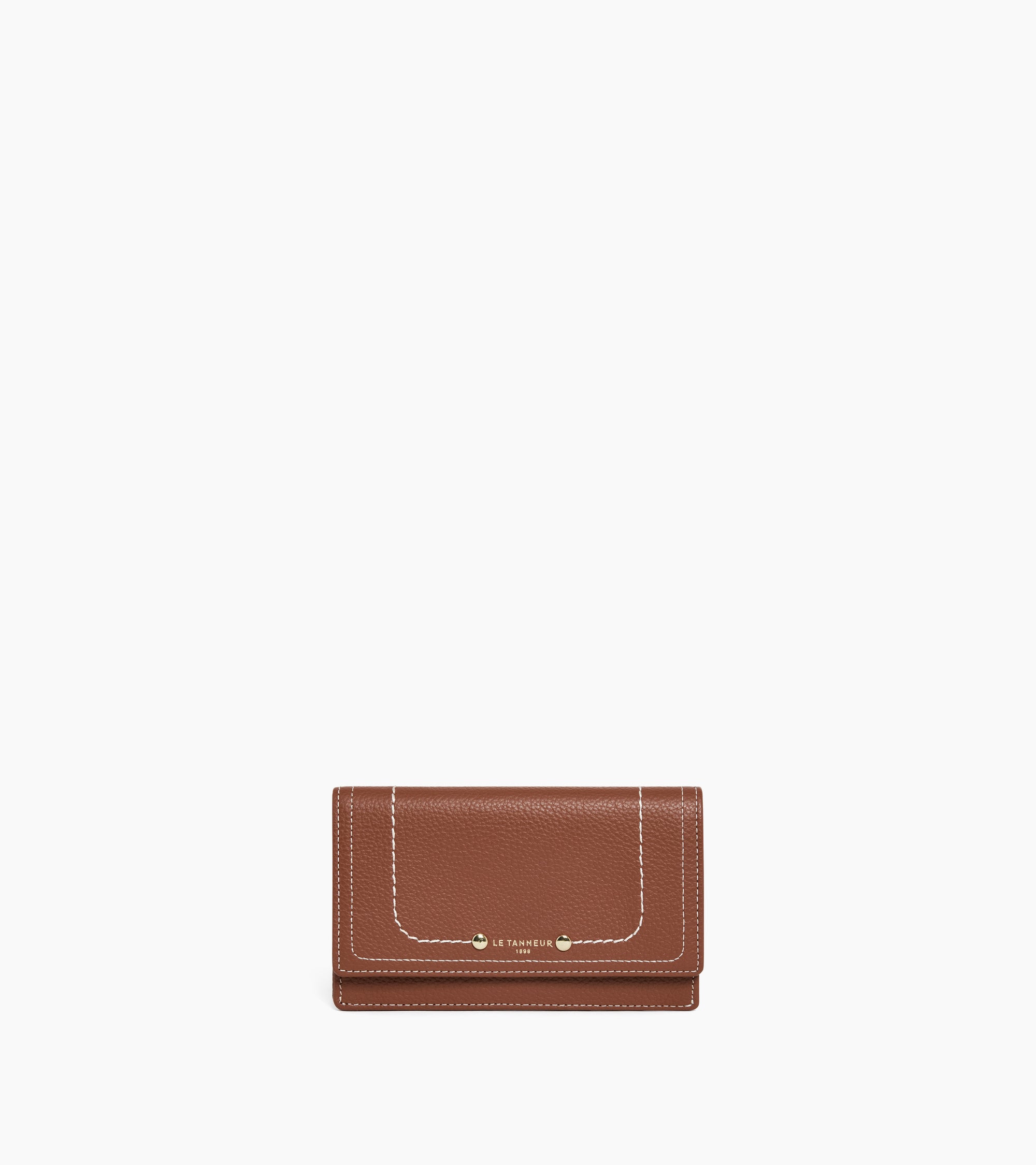 Ella card holder in grained leather with flap