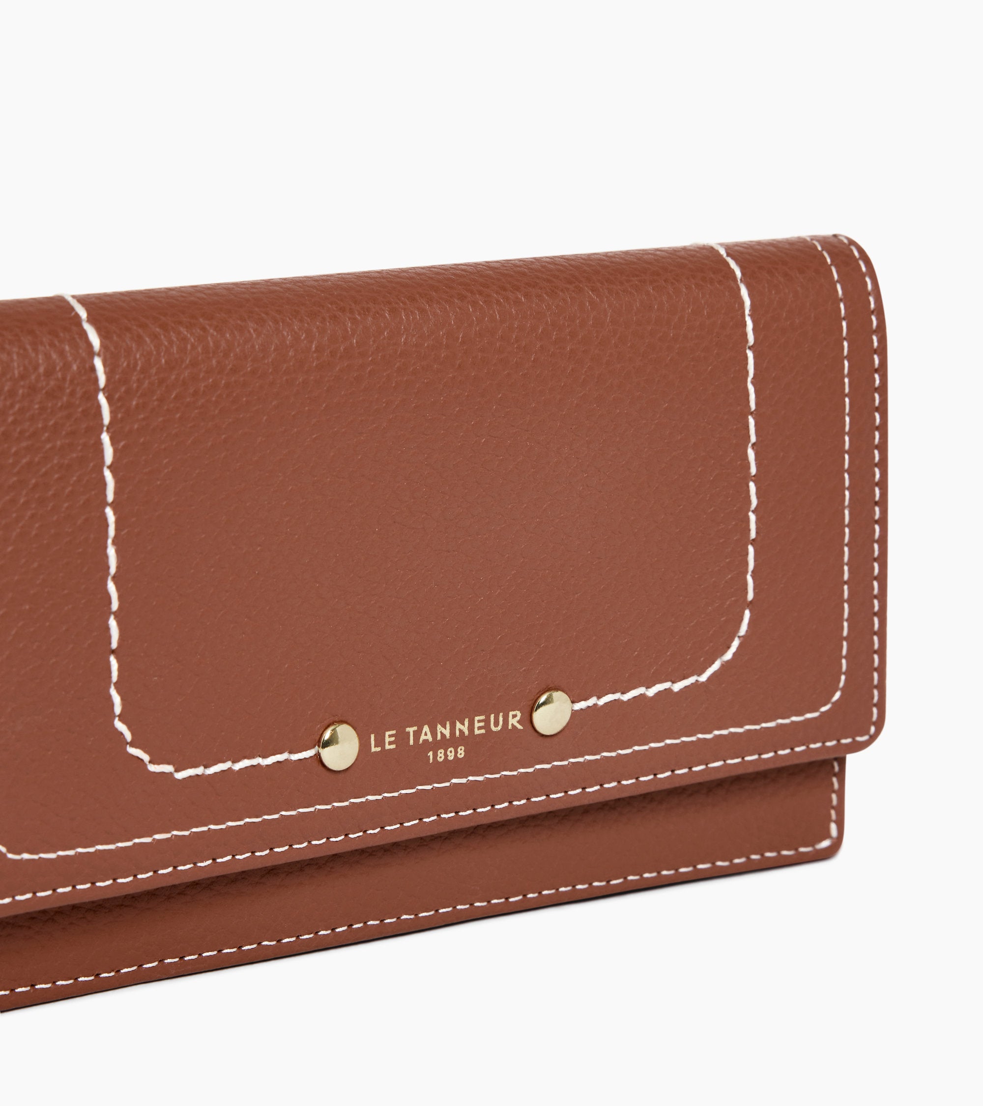 Ella card holder in grained leather with flap