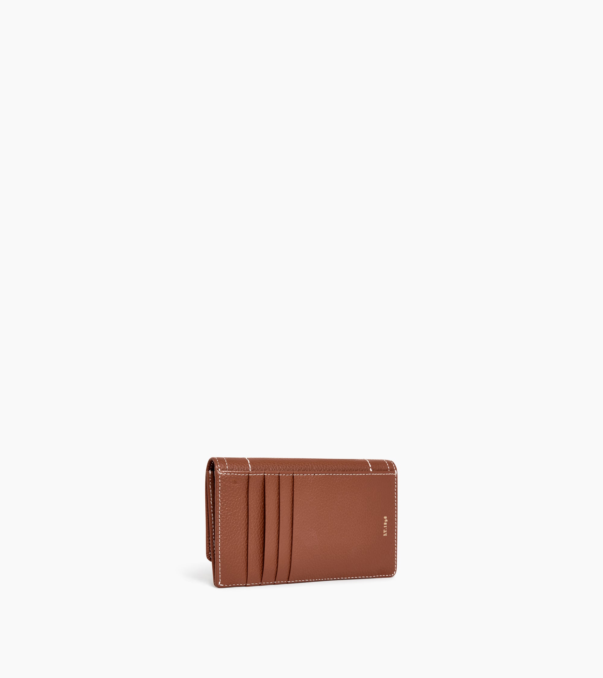 Ella card holder in grained leather with flap