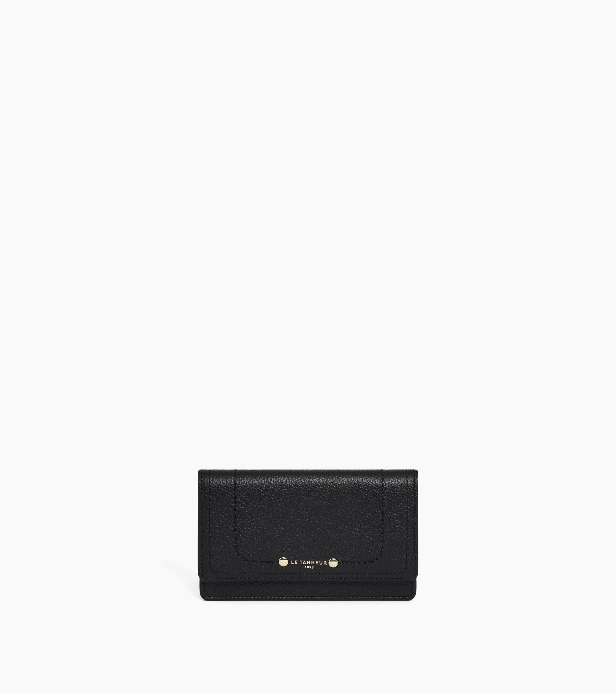 Ella card holder in grained leather with flap