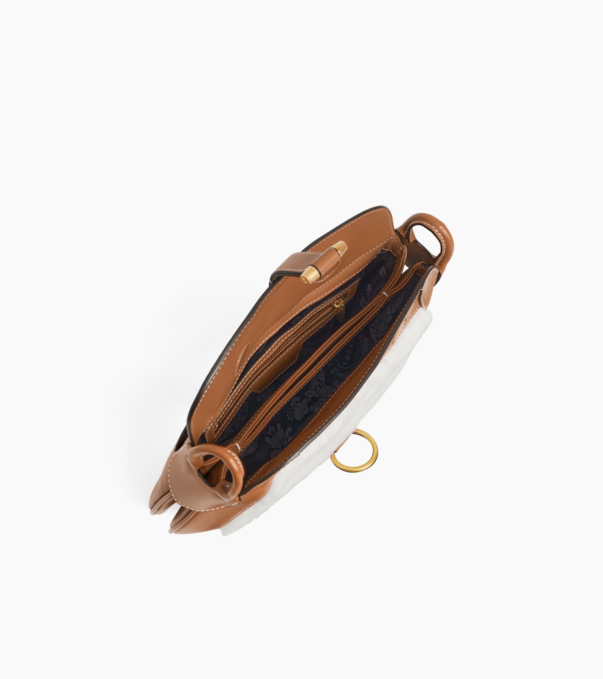 Pia small shoulder bag in smooth leather and reversed sheepskin