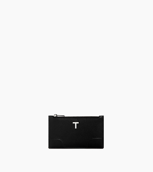 Romy zipped card holder in grained leather