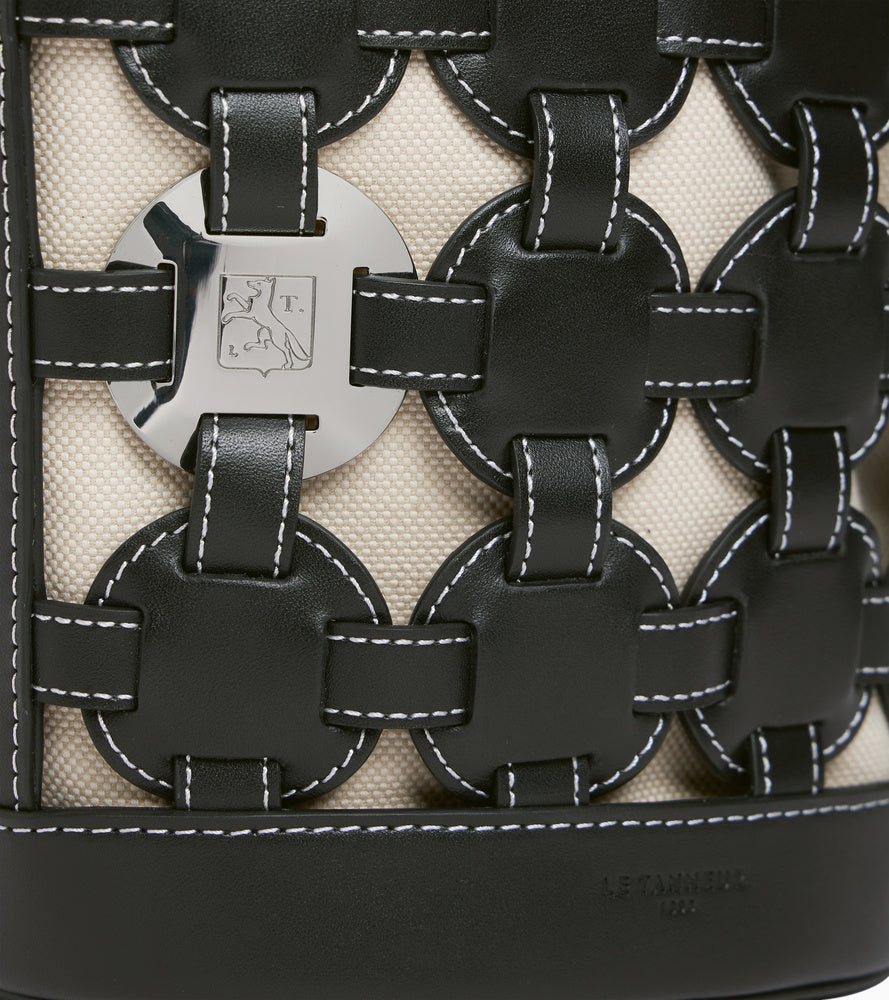 Small bucket bag Le Potier in canvas cotton and smooth leather