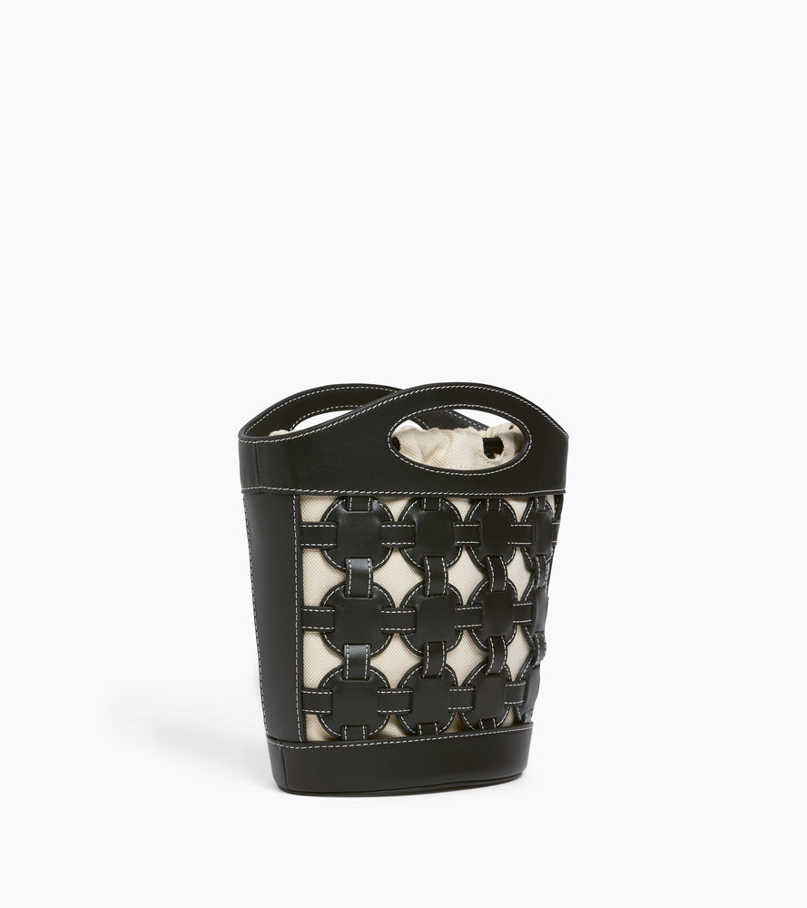 Small bucket bag Le Potier in canvas cotton and smooth leather