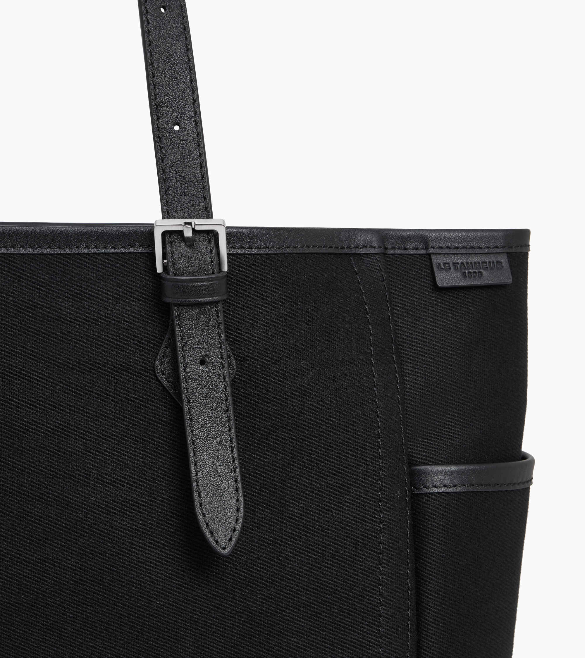 Solveig medium tote bag in cotton canvas and smooth leather