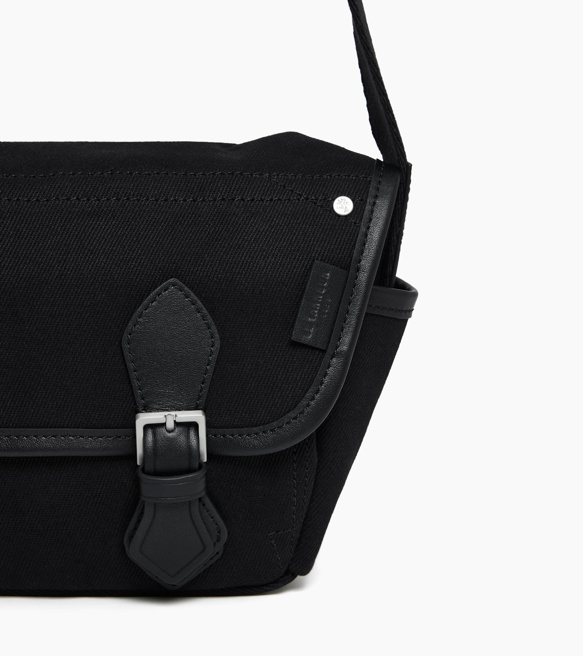 Solveig small shoulder bag in cotton canvas and smooth leather