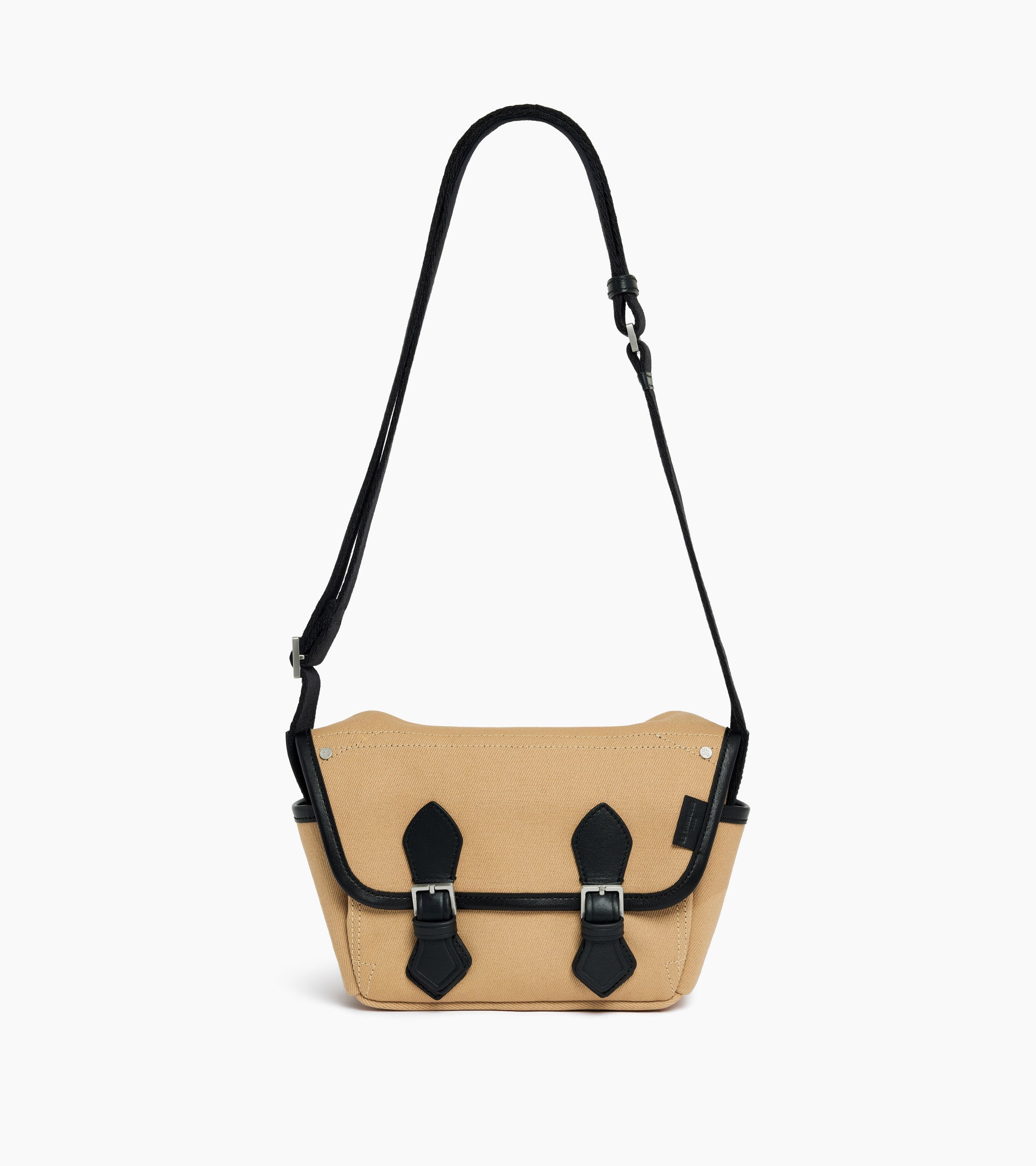 Solveig small shoulder bag in cotton canvas and smooth leather