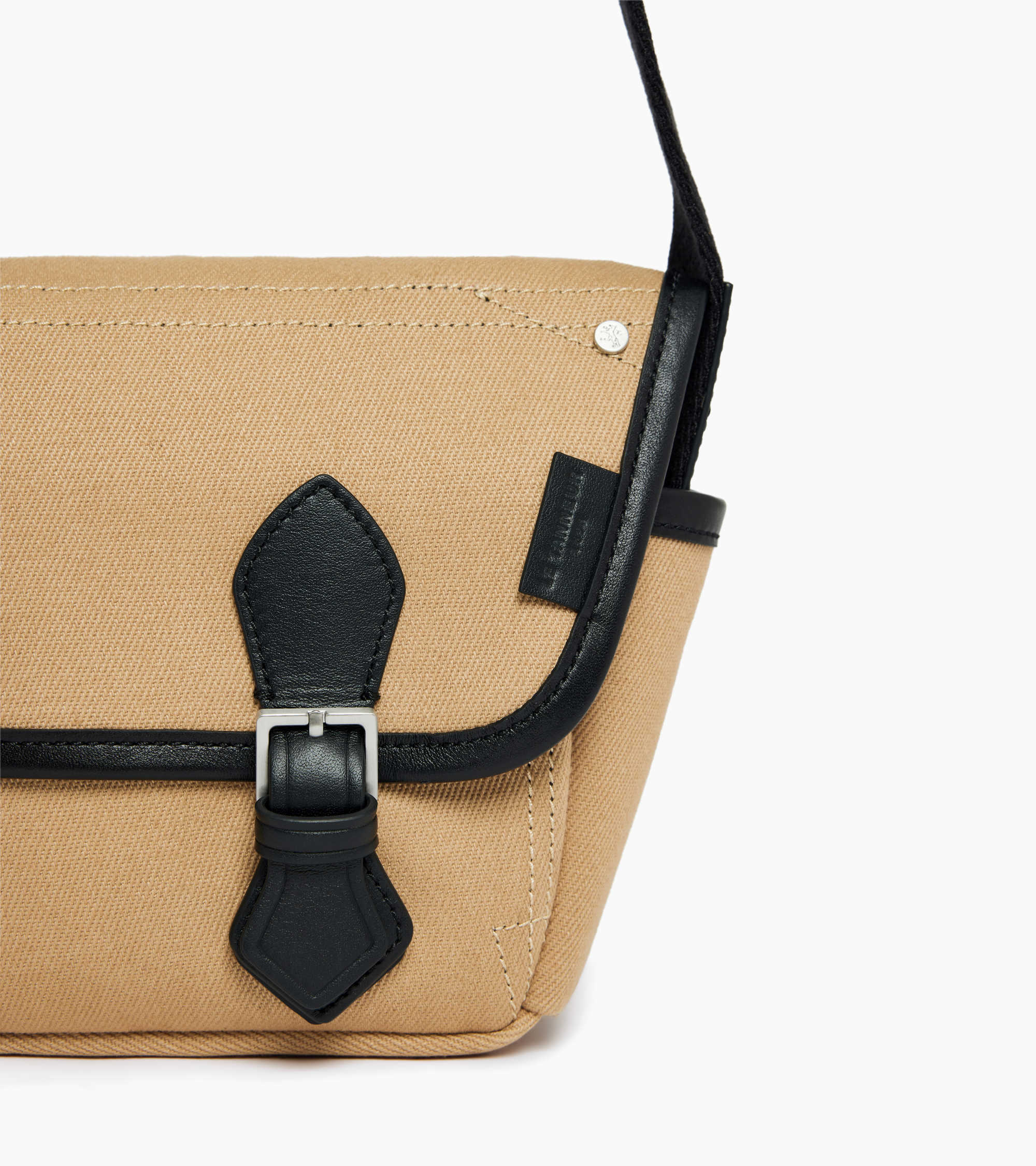 Solveig small shoulder bag in cotton canvas and smooth leather