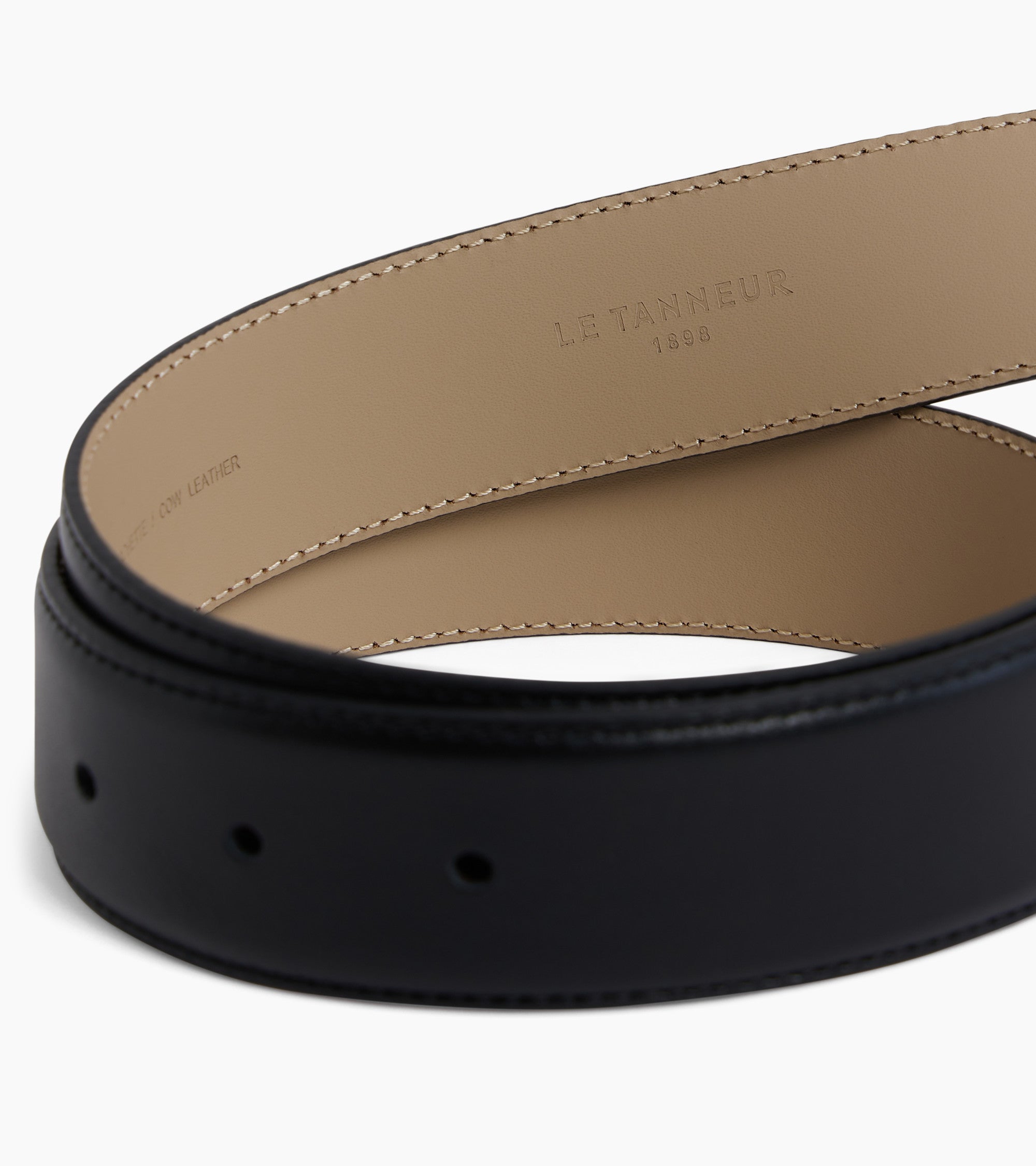 Men's belt with rectangular buckle in smooth leather