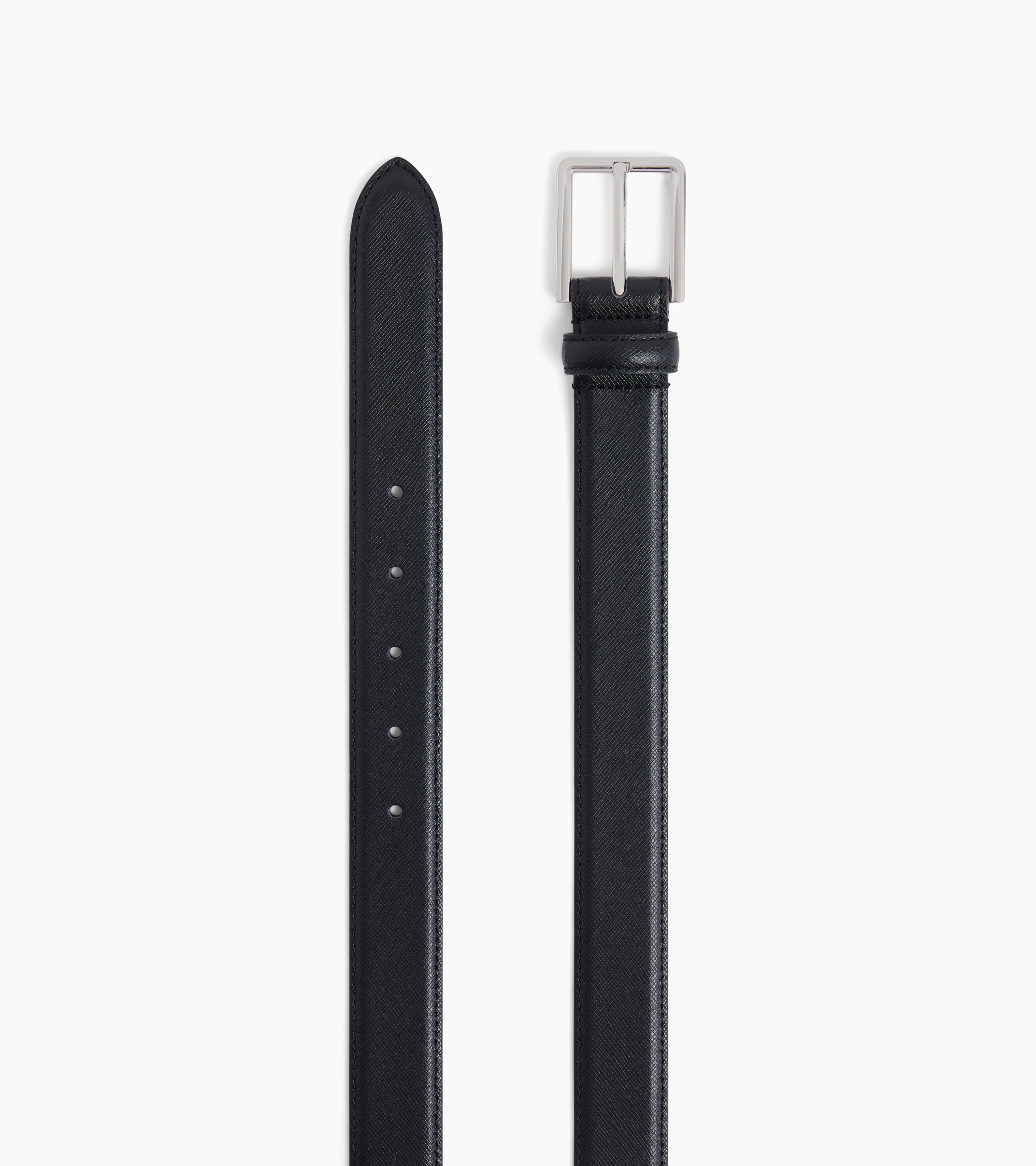 Men's belt with rectangular buckle in embossed leather